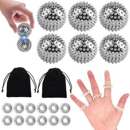 Magnetic Hedgehog Massage Ball & Acupressure Ring Set