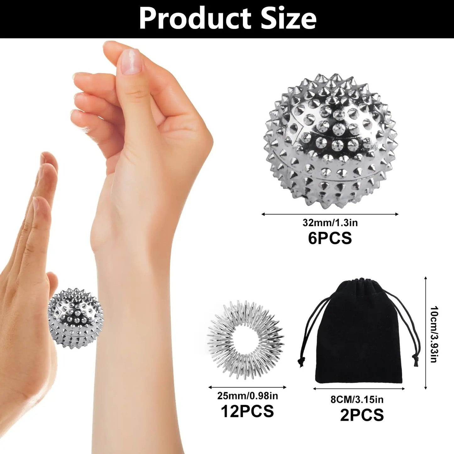 Magnetic Hedgehog Massage Ball & Acupressure Ring Set