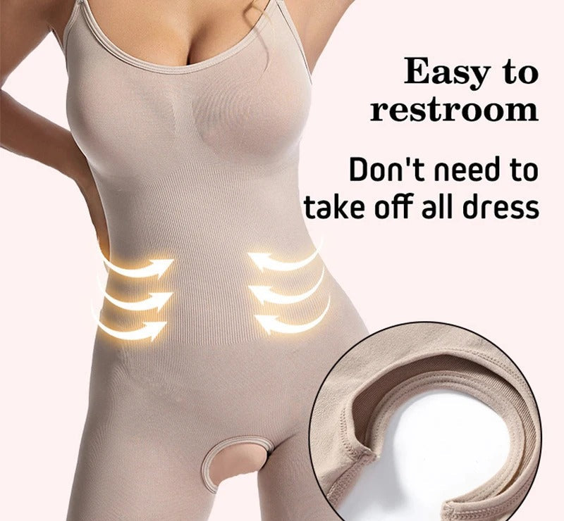Women's seamless firm compression bodysuit shapewear with silicone trim