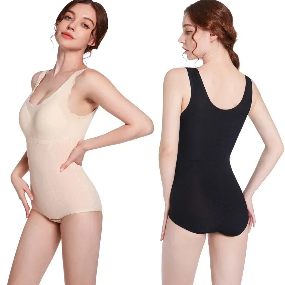 Women's warm thermal shapewear bodysuit with long sleeves and brushed lining