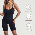 Women's seamless firm compression bodysuit shapewear with silicone trim