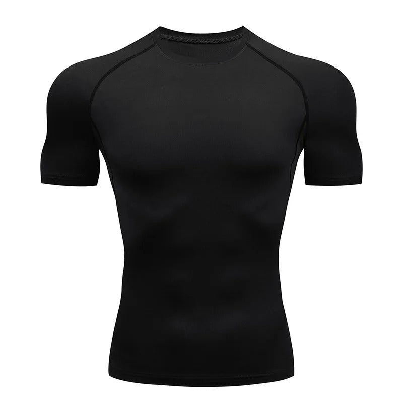 Lightweight unisex compression performance tee, slim athletic fit
