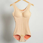 Women's warm thermal shapewear bodysuit with long sleeves and brushed lining