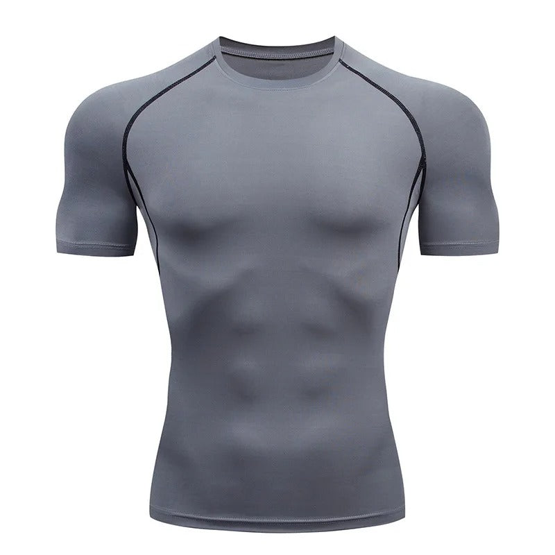 Lightweight unisex compression performance tee, slim athletic fit