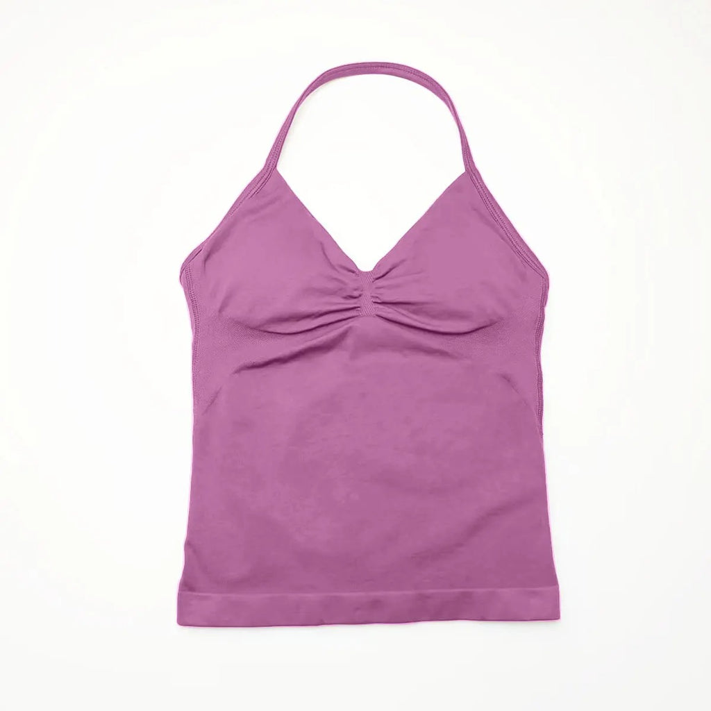 Women's longline strappy sports bra with crisscross back and removable pads