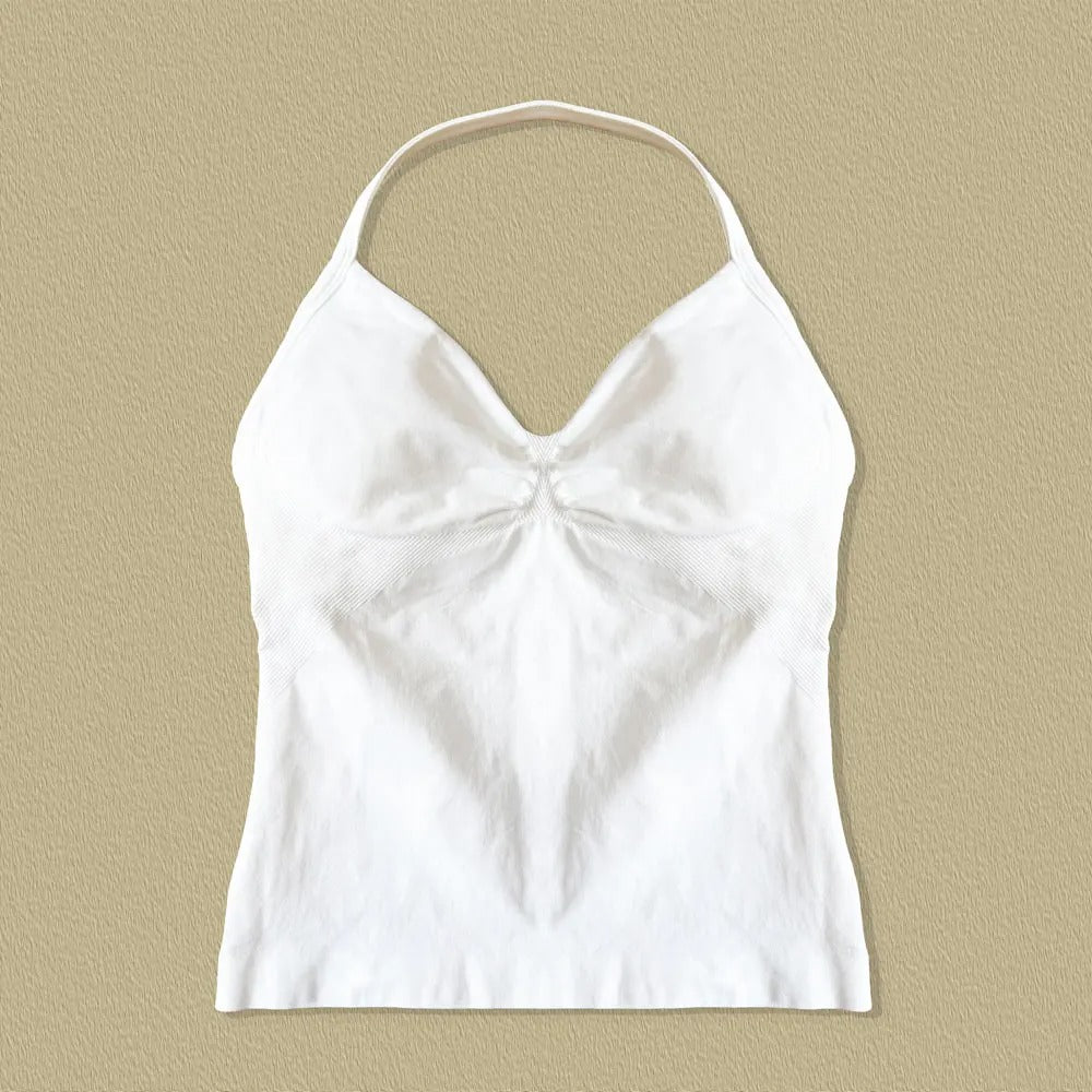Women's longline strappy sports bra with crisscross back and removable pads