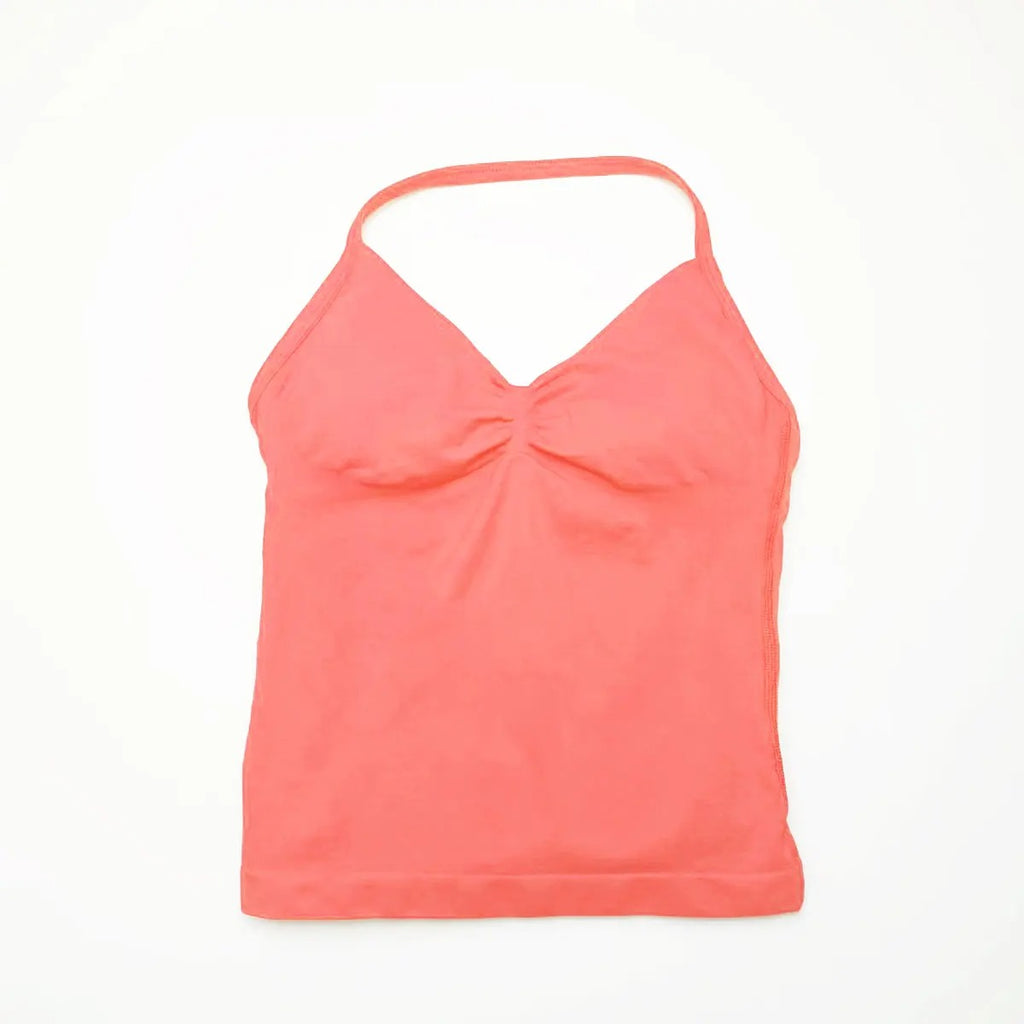Women's longline strappy sports bra with crisscross back and removable pads