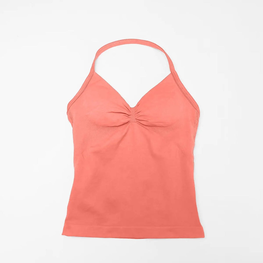 Women's longline strappy sports bra with crisscross back and removable pads