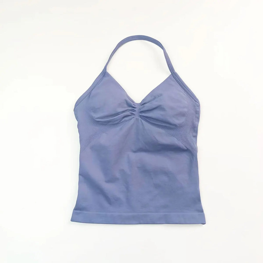 Women's longline strappy sports bra with crisscross back and removable pads