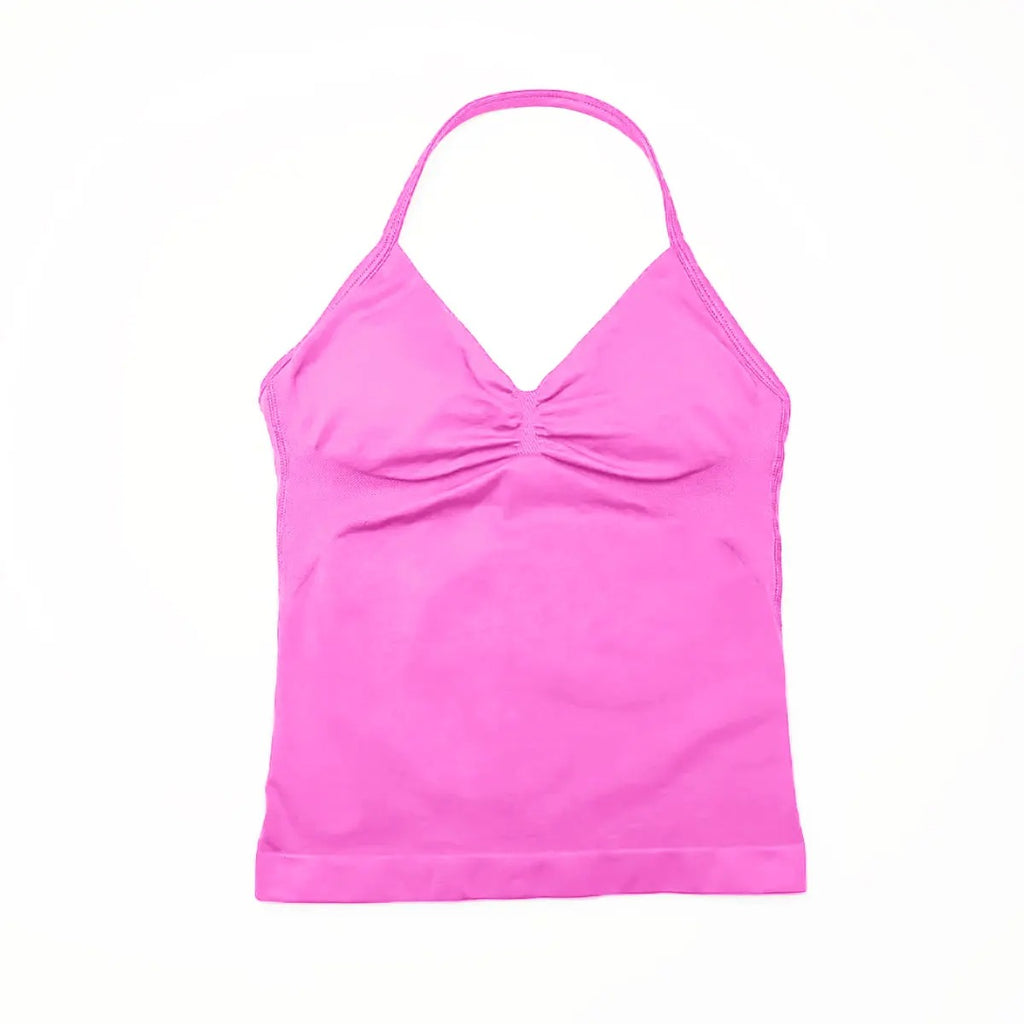 Women's longline strappy sports bra with crisscross back and removable pads