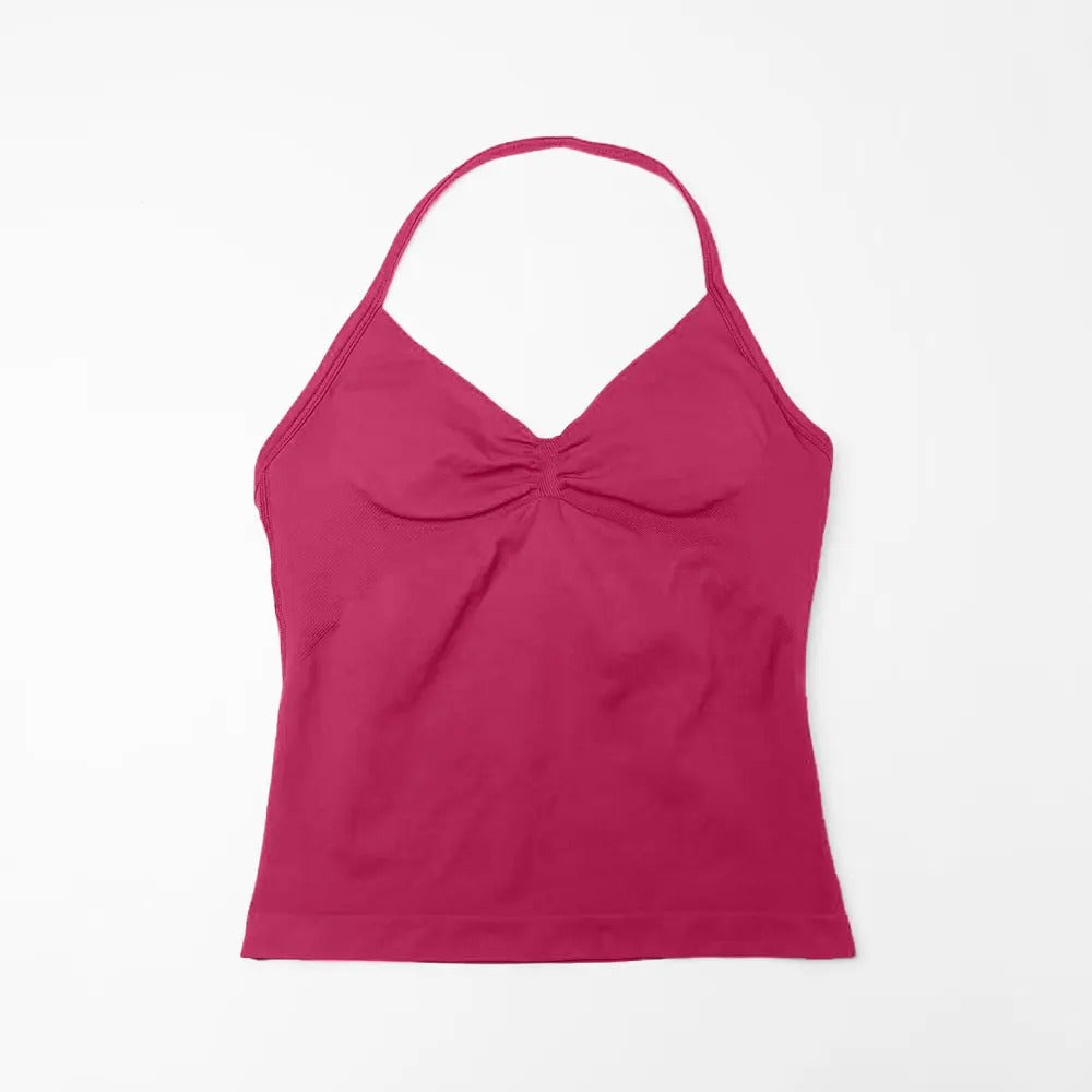 Women's longline strappy sports bra with crisscross back and removable pads