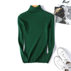 Women's ribbed knit turtleneck sweater, fitted with long sleeves