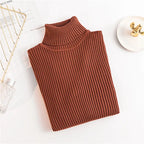 Women's ribbed knit turtleneck sweater, fitted with long sleeves