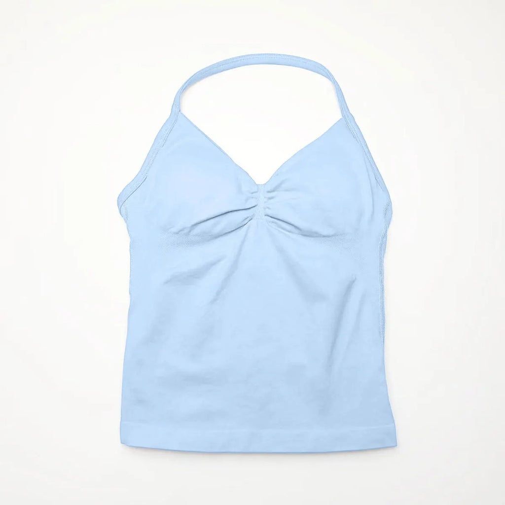 Women's longline strappy sports bra with crisscross back and removable pads